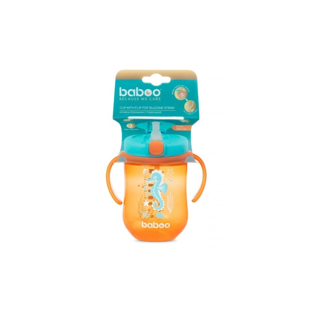 Поїльник-непроливайка Baboo з трубочкою Marine 300 мл Помаранчева (90601) - picture 4