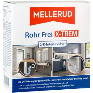 Засіб для прочищення труб Mellerud Двокомпонентний засіб для видалення волосся в сифонах і трубах 2 x 500 мл (4004666009199) зображення 1