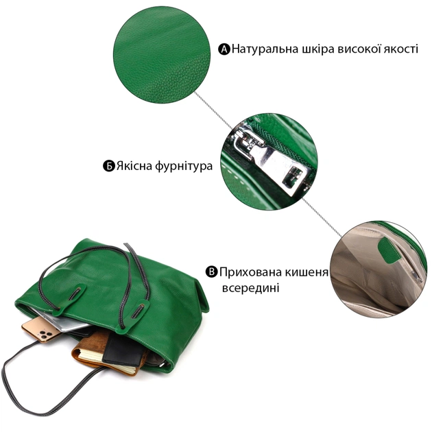 Сумка Vintage Из натуральной кожи Черная (22119) - изображение 5