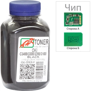 Тонер AHK OKI C3400/3300, 110г Black + chip (1502693) зображення 1