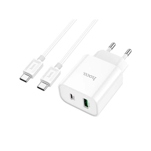 Зарядний пристрій HOCO C80A Plus Rapido PD20W+QC3.0 charger set(C to C) White (6931474779908) зображення 1