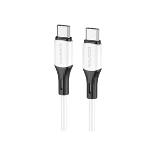 Дата кабель USB-C to USB-C 1.0m 3A 60W silicone BX79 white BOROFONE (6974443384819) зображення 1