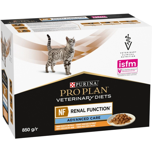 Вологий корм для кішок Purina Pro Plan Veterinary Diets NF Renal Function Advanced Care При патології нирок З куркою 10 x 85 г (7613287873644) - picture 4