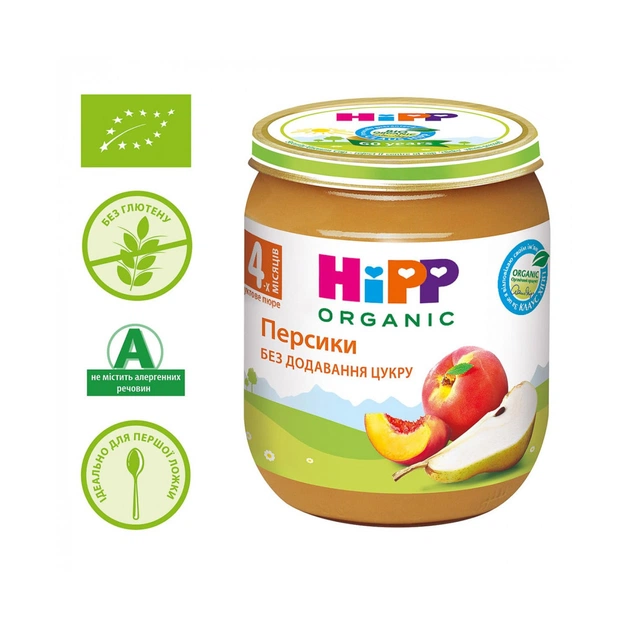 Дитяче пюре HiPP Персики, 125 г (9062300129110) - зображення 1