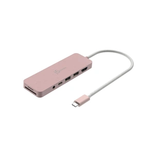 Концентратор J5create USB-C 6-in-1 2xUSB 3.2 + USB-C PD + HDMI 4K + SD/TF + 3.5mm rose (JCD373ER-N) зображення 1
