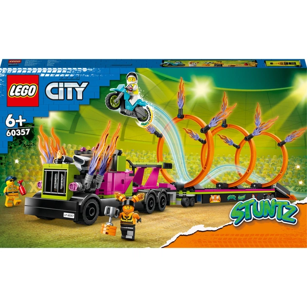 Конструктор LEGO City Stuntz Завдання із каскадерською вантажівкою та вогняним колом 479 деталей (60357) - зображення 1