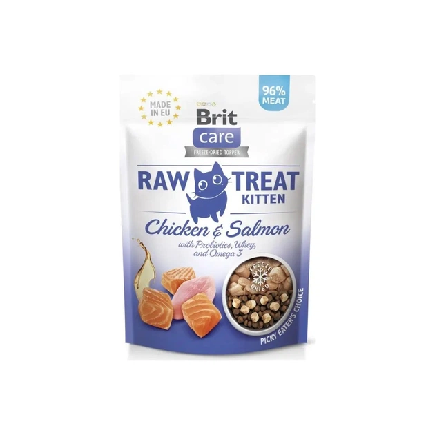 Ласощі для котів Brit Care Raw Treat Kitten Freeze-dried 40 г - курка та лосось (8595602569533) - зображення 1