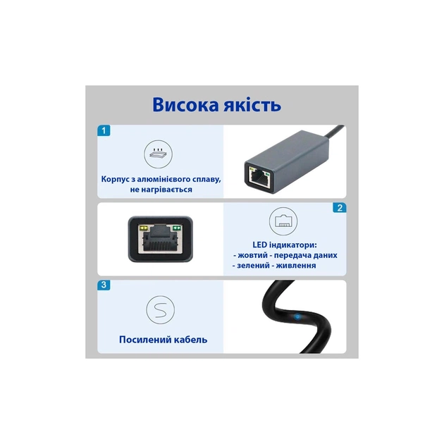 Адаптер USB-C to RJ45 Ethernet 1000Mbps Dynamode (DM-AD-GLAN-C) - picture 7