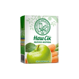 Сік дитячий Наш Сік Яблучно-морквяний 200 мл (4820016250628) зображення 1