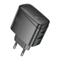 Зарядний пристрій HOCO CS63A Bright 1xUSB-C PD65W + 1xUSB QC3.0 Black (6942007638470) - зменшене зображення 1