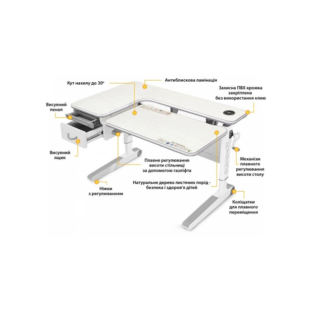 Парта Mealux Woodville Multicolor TG Energy (BD-850 TG/MC Energy) - picture 4
