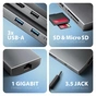 Концентратор AXAGON USBC to 3xUSB-A + HDMI + RJ45 + SD/microSD + audio + PD 100W 0.2m grey (HMC-8HLSA) - зменшене зображення 3