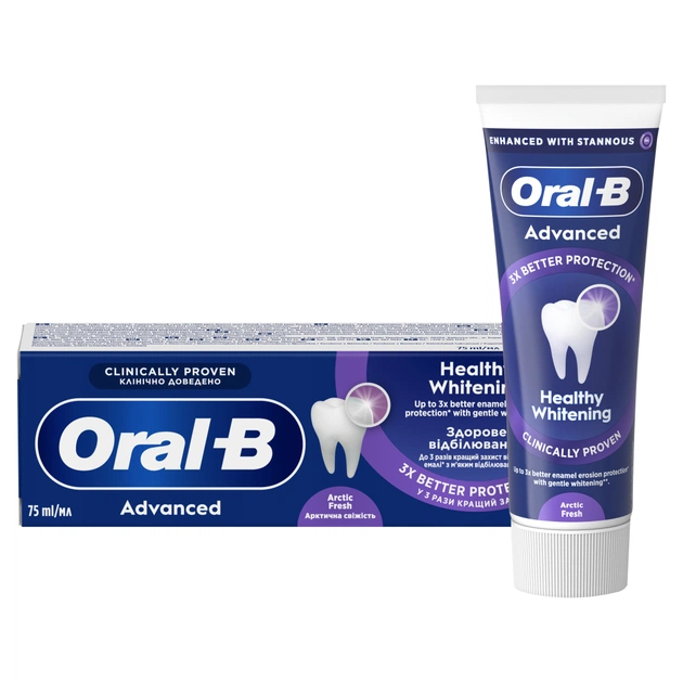 Зубная паста Oral-B Advanced Здоровое отбеливание Арктическая свежесть 75 мл (8006530090971) - изображение 1