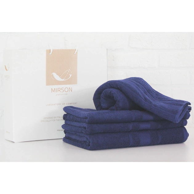 Рушник MirSon набір банних 5076 Elite SoftNess Kingblue 40х70, 50х90, 70х140, 100x150 (2200003975680) - изображение 1