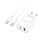 Зарядний пристрій HOCO C80A Plus Rapido PD20W+QC3.0 charger set(C to C) White (6931474779908) - зменшене зображення 1