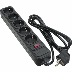 Мережевий фільтр живлення Patron 1.8 m3*1mm2 (SP-1052) 5 розеток BLACK (EXT-PN-SP-1052) зображення 1