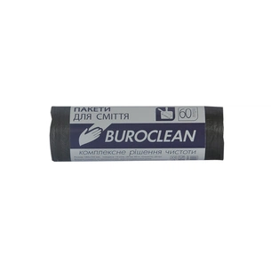 Пакети для сміття Buroclean чорні 60 л 40 шт. (4823078910653) зображення 1