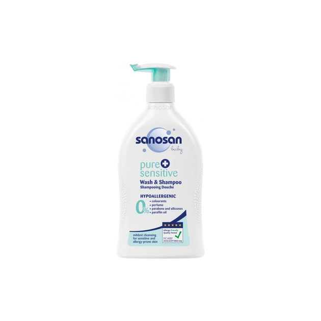 Засіб для купання Sanosan pure & sensitive гіпоалергенний 2 в 1 400 мл (4003583206971) - изображение 1