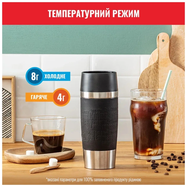 Термокружка Tefal Travel Mug Classic, 360мл, нержавіюча сталь, чорний (N2020210) - зображення 5