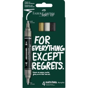 Набір маркерів Faber-Castell акрилові двобічні Multimark Acrylic Metallic, 4 кольори (33114) зображення 1