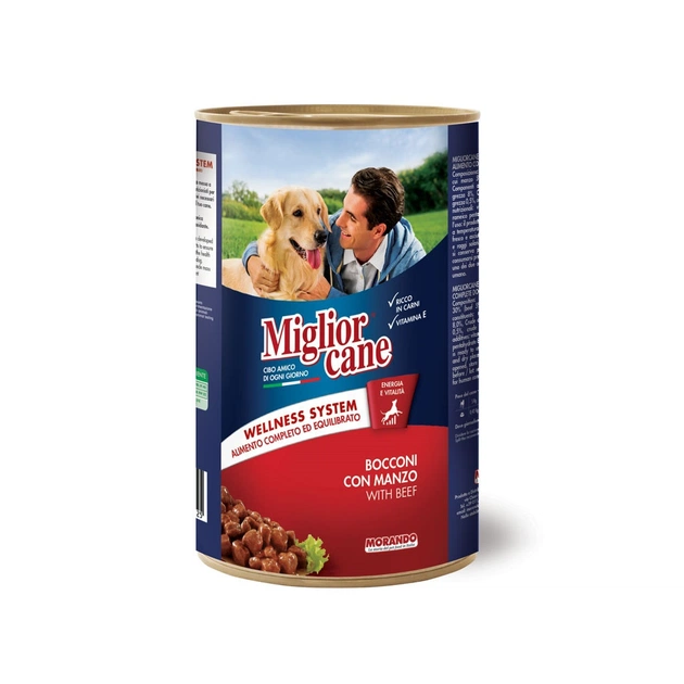 Консерви для собак Migliorcane зі шматочками яловичини 1250 г (8007520011525) - зображення 1