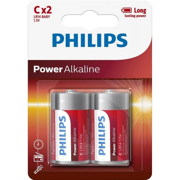 Батарейка Philips C LR14 Power Alkaline * 2 (LR14P2B/10) - изображение 1