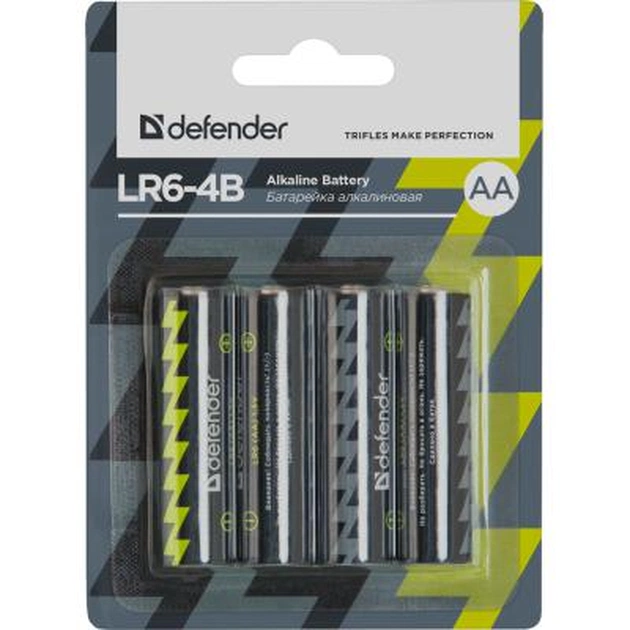 Батарейка Defender AA LR6-4B * 4 (56012) - зображення 1