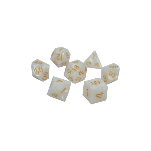 Набор кубиков для настольных игр Games 7 Days Pearl 7 Dice Set - White (w-gold) (g7dpearl09) - изображение 1
