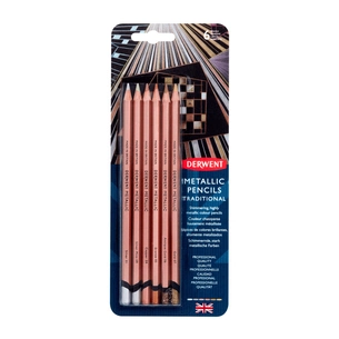 Олівці кольорові Derwent Metallic TRADITIONAL, 6 кольорів (5028252598606) зображення 1