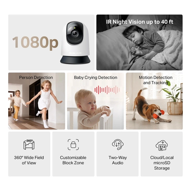 Камера відеоспостереження Mercusys IP-Камера MERCUSYS MC200 FHD N300 microSD motion detection (MC200) - picture 4