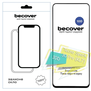 Скло захисне BeCover Tecno Spark 30 Pro (KL7) 10D Black (713166) зображення 1