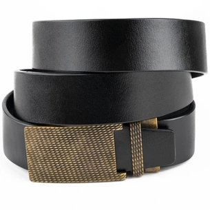 Ремінь Vintage Чоловічий з латунною пряжкою Чорний (20331) зображення 1