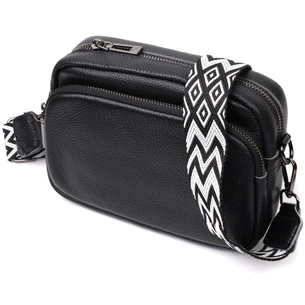 Сумка Vintage Компактна жіноча крос-боді з натуральної шкіри Чорна (22294) зображення 1