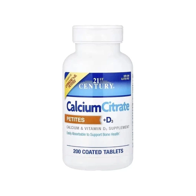 Витаминно-минеральный комплекс 21st Century Кальций цитрат и витамин D3, Calcium Citrate Petites + D3, 200 таблето (CEN27709) - изображение 1