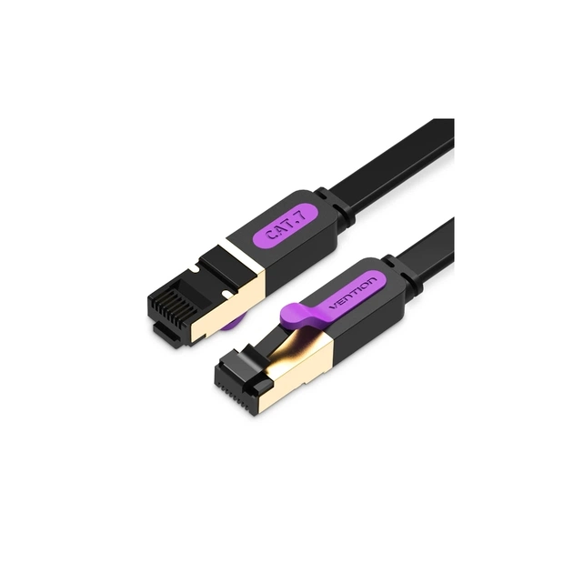 Патч-корд 15м, UTP cat 7 RJ-45 flat black Vention (ICABN) - зображення 1