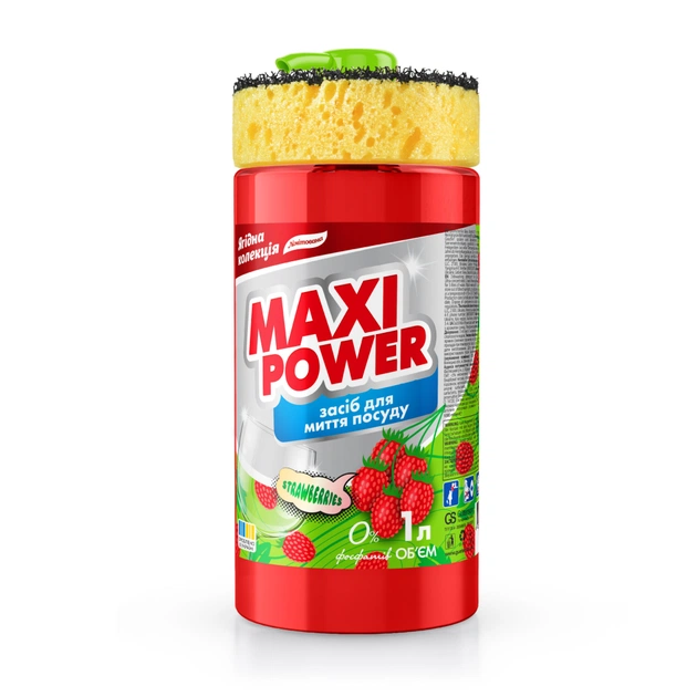 Засіб для ручного миття посуду Maxi Power Суниця 1000 мл (4823098414223) - picture 1