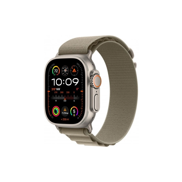 Смарт-годинник Apple Watch Ultra 2 GPS + Cellular, 49mm Titanium Case with Olive Alpine Loop - Small (MREX3UL/A) - изображение 1