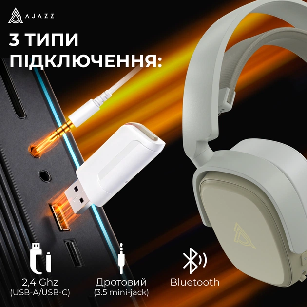 Навушники Ajazz AHM09 MAX 3-Mode Gray/White (AHM09-MAX-GW) - picture 7