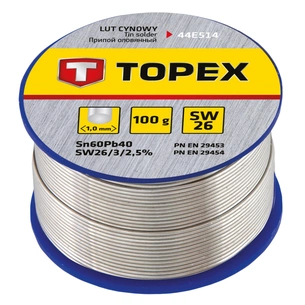 Припій для пайки Topex олов'яний 60%Sn, дрiт 1.0 мм,100 г (44E514) picture 1