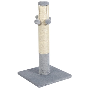 Дряпка (кігтеточка) для котів Природа Д04 стовпчик з 4-ма бубонами 67 cм (сіра) (4820157402924) зображення 1