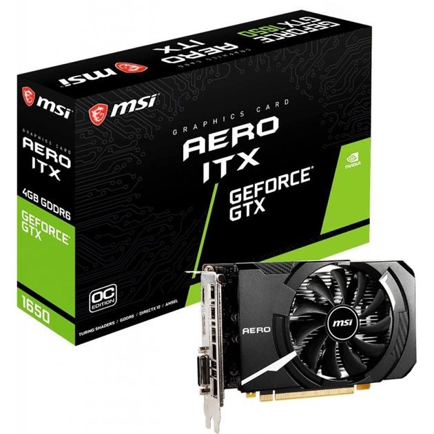Відеокарта MSI GeForce GTX1650 4096Mb D6 AERO ITX OC (GTX 1650 D6 AERO ITX OC) - изображение 1