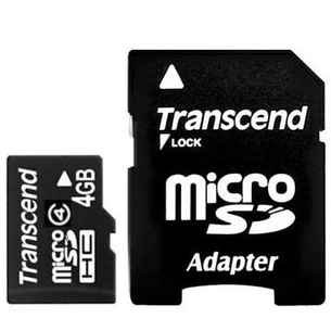 Карта пам'яті Transcend 4Gb microSDHC class 4 (TS4GUSDHC4) зображення 1