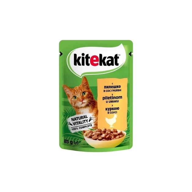 Влажный корм для кошек Kitekat с курицей в соусе 85 г (5900951307355) - изображение 1