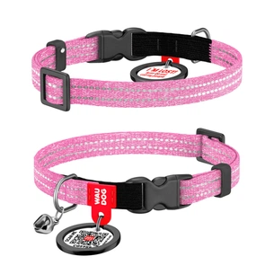 Нашийник для тварин WAUDOG Re-cotton з QR паспортом, пластиковий фастекс XS рожевий (16427) зображення 1