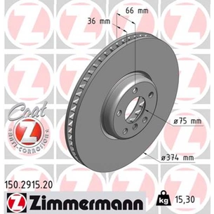 Гальмівний диск ZIMMERMANN 150.2915.20 зображення 1