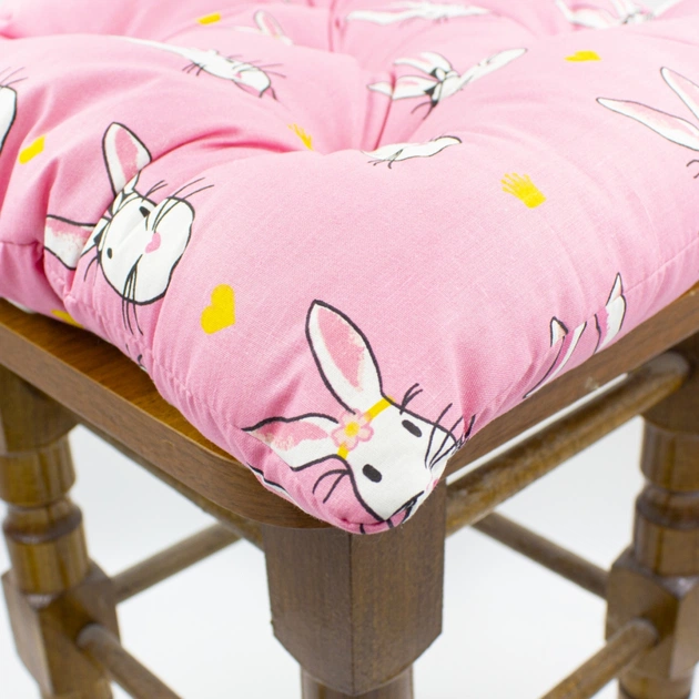 Подушка на стілець MirSon Бязь Принт 17-0528 Bunnies pink 50х50 см (2200006276852) - зображення 4