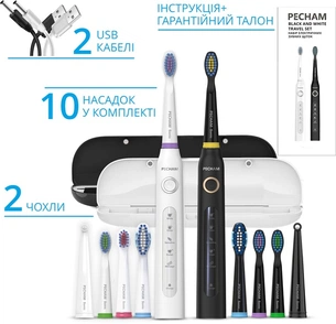 Набір зубних щіток Pecham Black and White Travel Set PC-084 (0290119010100) зображення 1
