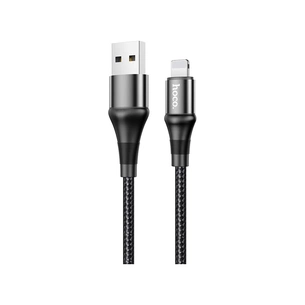 Дата кабель USB 2.0 AM to Lightning 1.0m 2.4A nylon X50 black HOCO (6931474734198) зображення 1