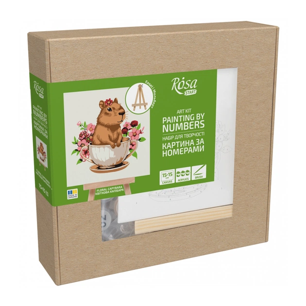 Картина по номерам Rosa Квіткова капібара, 15х15см, з мольбертом (4823098548591) - picture 1