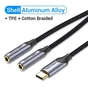 Кабель Vention Audio 2x3.5 mm F - USB Type-C M, 0.3 m, Black (BGPHY) - зменшене зображення 3